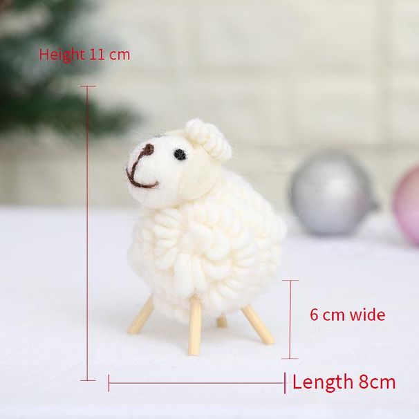 Handmade Wool Felt Mini Sheep Christmas Tree Ornaments - Kawaii DIY Desktop Decor For Holiday Gift (White/Gray/Pink)_voghion.com