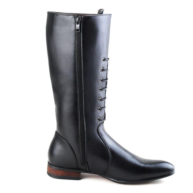 Stivali Martin da uomo in pelle, stile coreano, alla moda, lunghi, da cowboy, con punta a punta, stile britannico, caldi ed europei_voghion.com