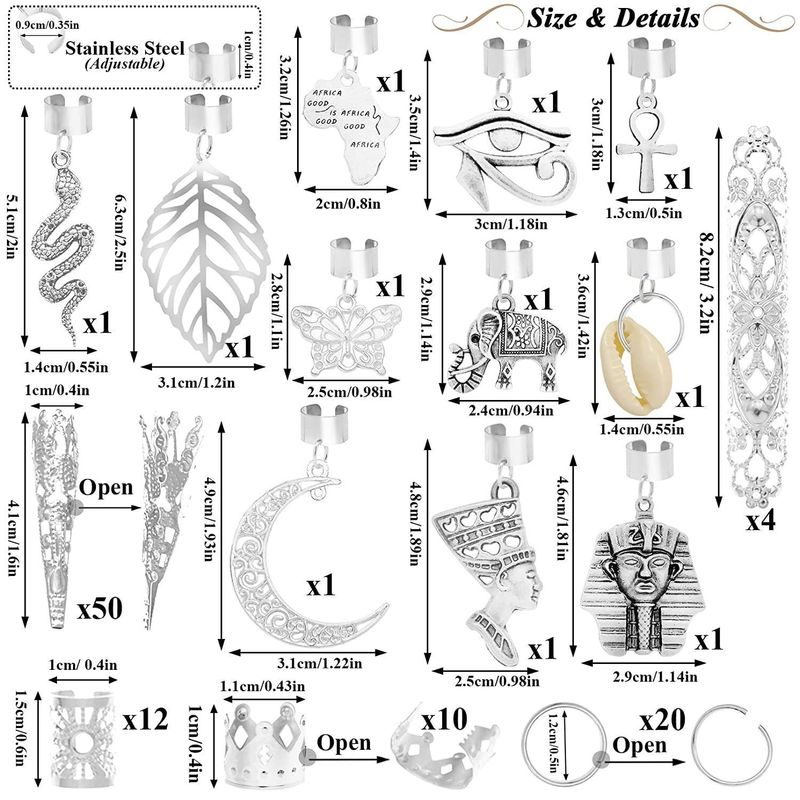 New European & American Fashion Geometric Snake Hair Clip Set, Punk Metal Open Hair Ring, Unique Stylish Hair Accessory_voghion.com