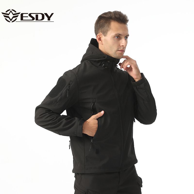 ESDY Softshell-Trainingsjacke für Herren, winddicht, leicht, für den Außenbereich, taktisches Oberteil_voghion.com