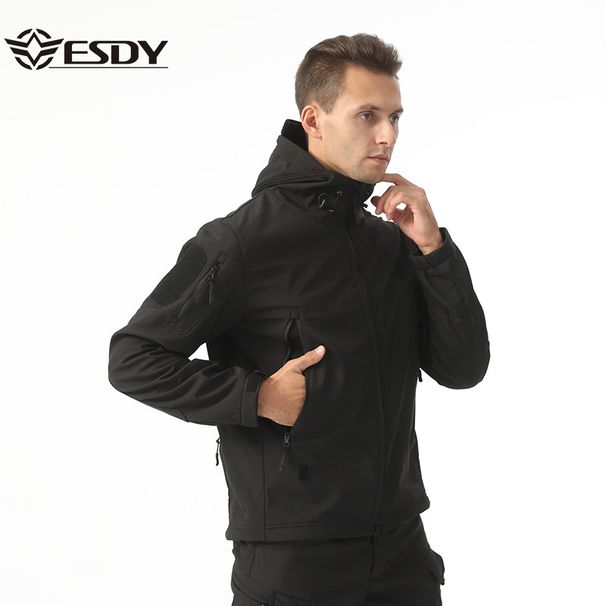ESDY Softshell-Trainingsjacke für Herren, winddicht, leicht, für den Außenbereich, taktisches Oberteil_voghion.com
