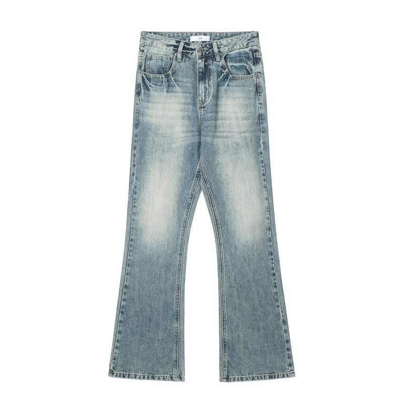 Männer Jeans Flared Männer Marke Mode Lose Breite Fuß Micro Cropped Hosen Farbe Waschen Lange_voghion.com