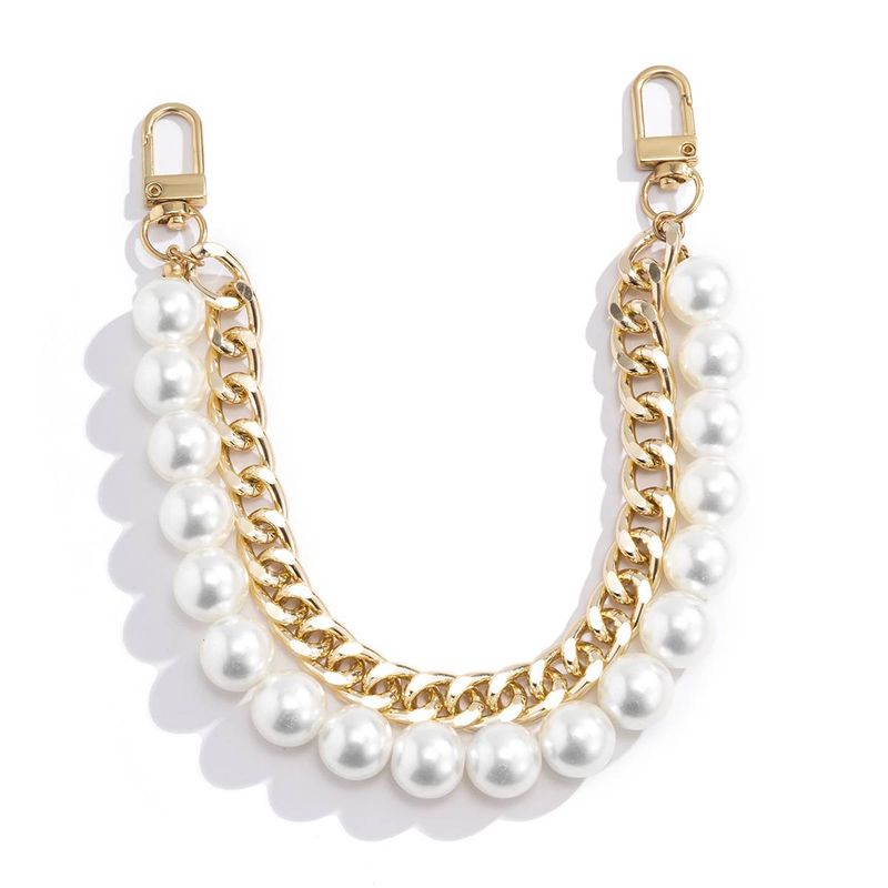 jewelry Pearl Temperament Double Layer Chain Bag Chain Fashionable Metal Beaded Handbag Accessories For Women_voghion.com