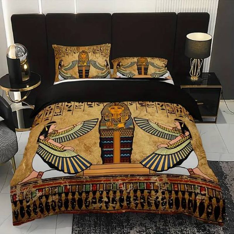Pharaoh 3-Piece Set - Includes 1 Duvet Cover And 2 Pillowcases, Made Of Soft And Breathable Polyester_voghion.com