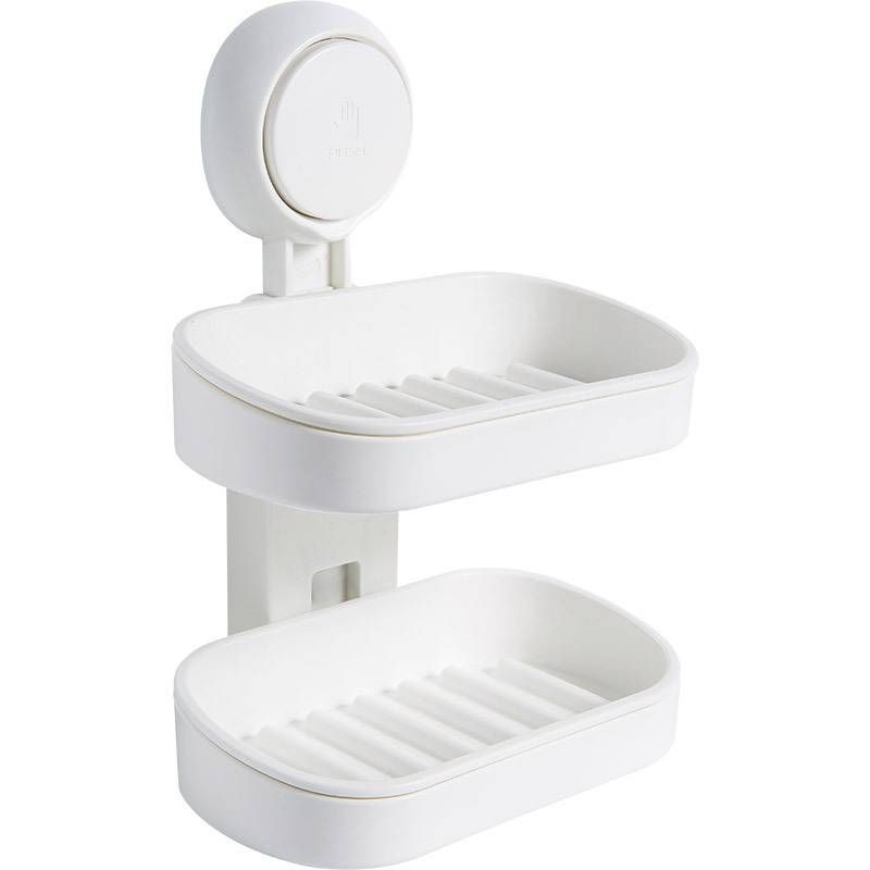 Wall-Mounted Soap Dish With Suction Cups - Double Layer & Detachable Design (Drainage Holes Waterproof & Rust-Proof For Bathroom/Shower Use)​​_voghion.com