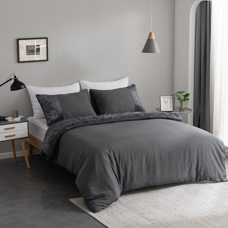 Biancheria da letto tessile per la casa Autunno e inverno Luce di lusso Dimensioni tinta unita Velluto Splice Tre pezzi Copripiumino Set_voghion.com