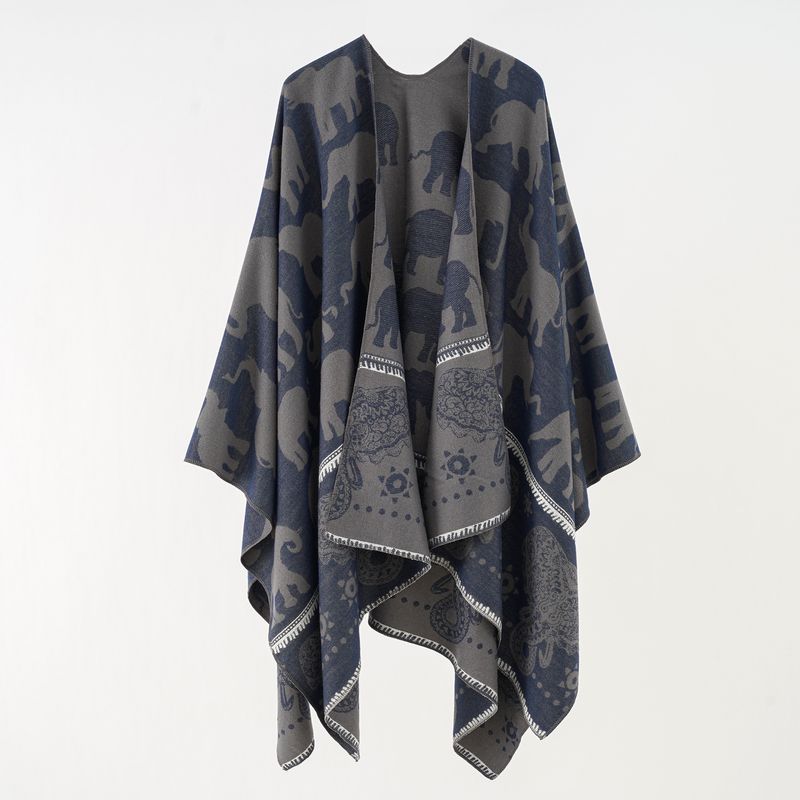 Women's new autumn and winter cashmere split scarf runway cape_voghion.com
