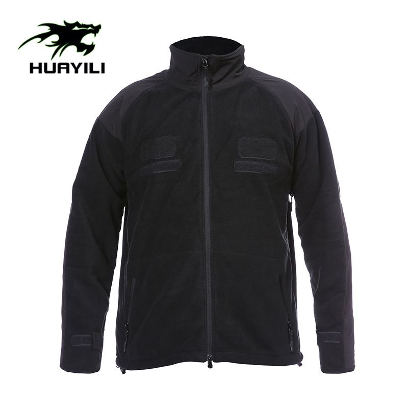 Cappotto in pile con colletto rialzato per abbigliamento da uomo Giacca in pile caldo ispessito tattico sportivo all'aria aperta con velcro_voghion.com