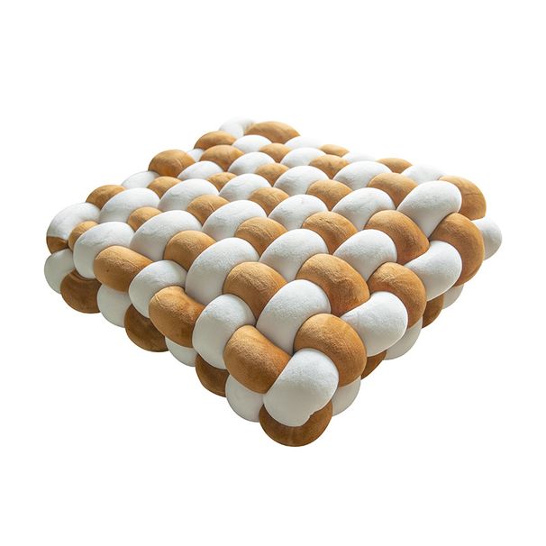 Vierkante geweven Boho kussensloop - decoratief kussen voor bank/bed/vensterbank (macramé & kwastaccent)_voghion.com