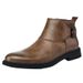Large Size Men's Short Boots Retro Martin Boots Pointed Belt Buckle Velcro Cotton Boots Men's Shoes_voghion.com