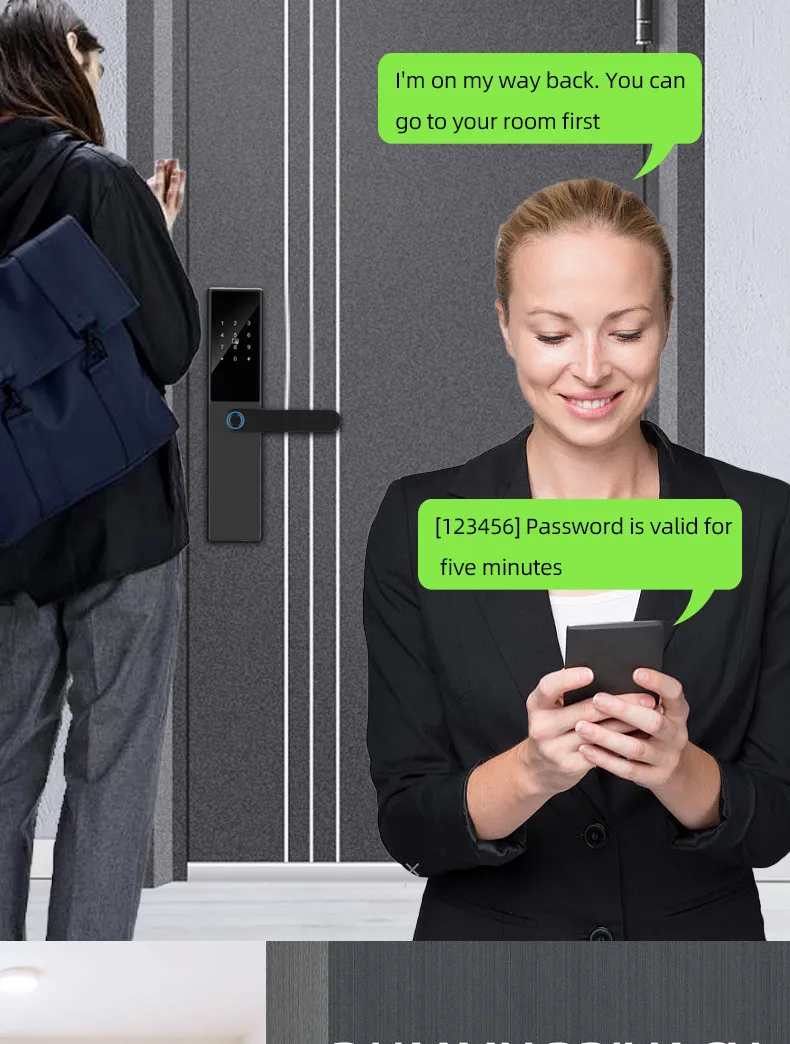 Serrure à graffiti pour porte d'appartement en bois, serrure intelligente par mot de passe, serrure électronique à empreinte digitale pour porte en bois_voghion.com