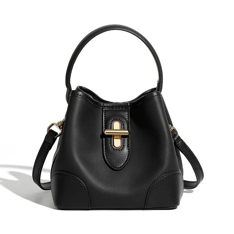 Borsa a secchiello con tracolla in vera pelle per donna - Borsa a mano minimalista alla moda e di lusso (tracolla regolabile compatta e spaziosa)_voghion.com