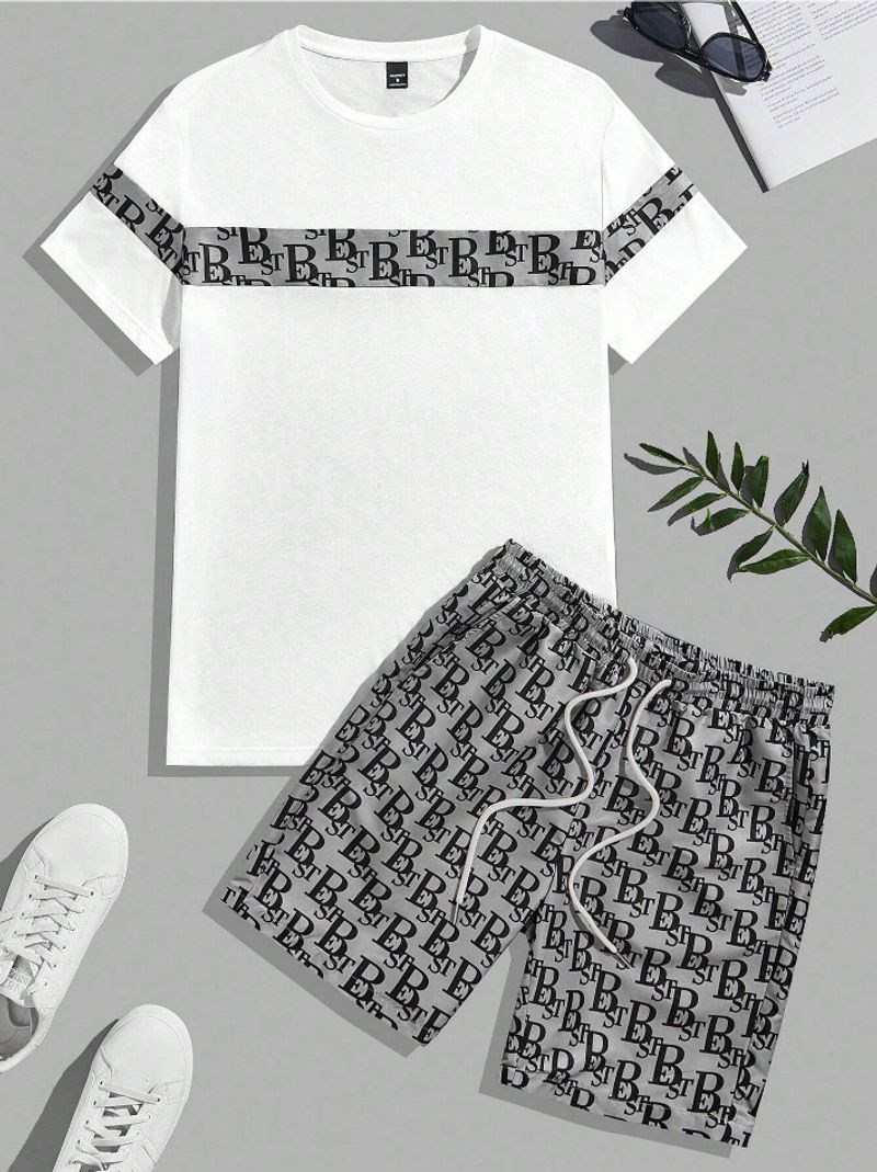 Men's Clothing Summer T Shirt Short Sleeve Shorts Suit Waffle Sports Leisure_voghion.com