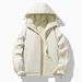 Giacca in pile reversibile da uomo con cappuccio, cappotto invernale in poliestere spesso con cerniera, capospalla caldo e leggero (nero/verde/marrone/beige/carbone)_voghion.com