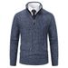 Suéter masculino de malha com zíper e acabamento em pelo grosso, com primer térmico_voghion.com