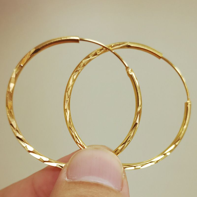 Accessories Gold-plated Diameter 1.4inch Large Hoop Geometric Concave-convex Style Women's Pageant Earrings_voghion.com