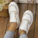 Chaussures de sport décontractées en cuir PU pour femmes, baskets tendance à talon plat, antidérapantes, de tennis, d'extérieur, à plateforme_voghion.com
