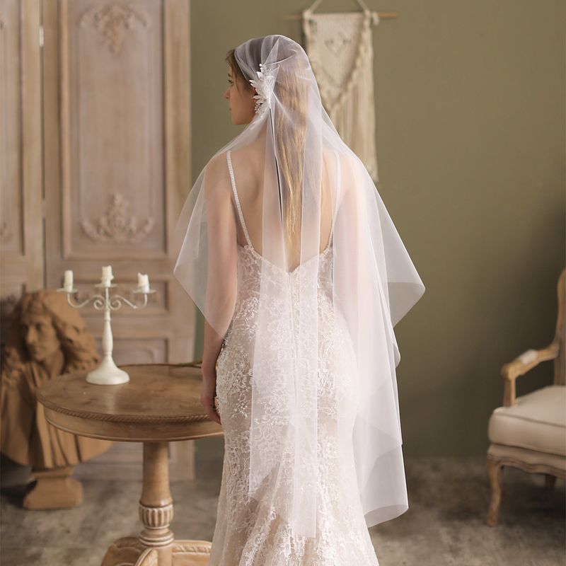 Voal de mireasă unisex, stil vintage, cu clips dublu lateral, din dantelă rafinată, cu flori, accesorii de nuntă_voghion.com