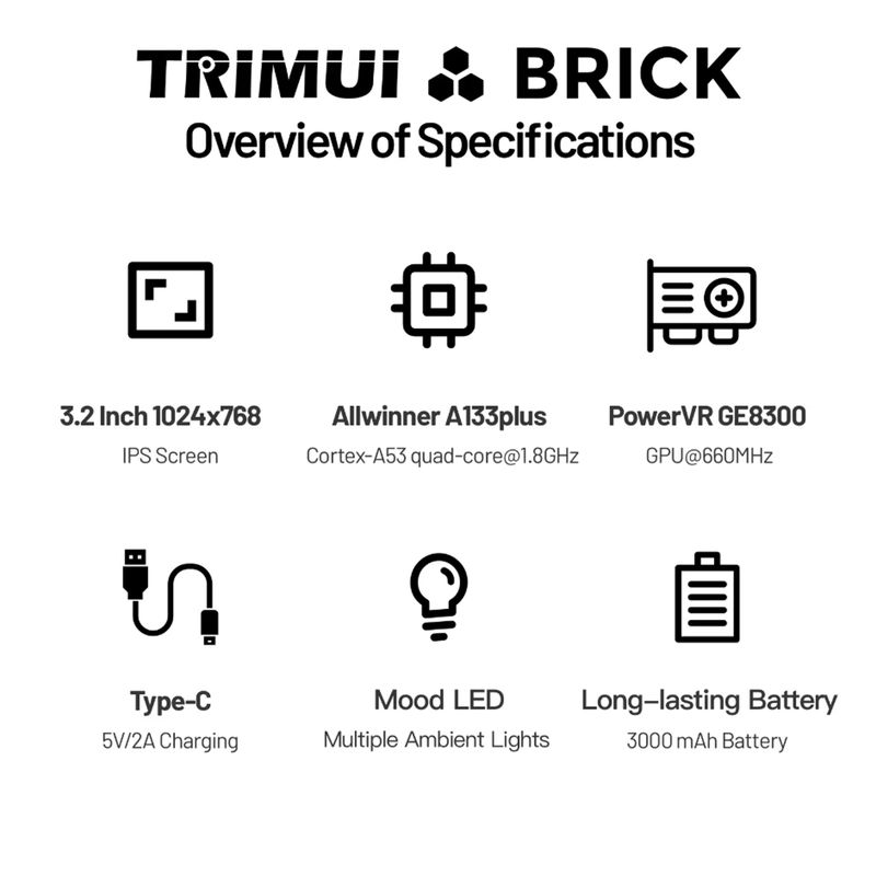 TRIMUI BRICK Handheld 3.2'' Linux-systeem Draagbare console 400PPI IPS-scherm 3000mAh Game Player_voghion.com