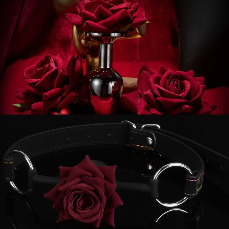 New SM Rose Flower Nipple Clamps Butt Plug Punishment Set Cute Sexy Female Training Aid Tool_voghion.com