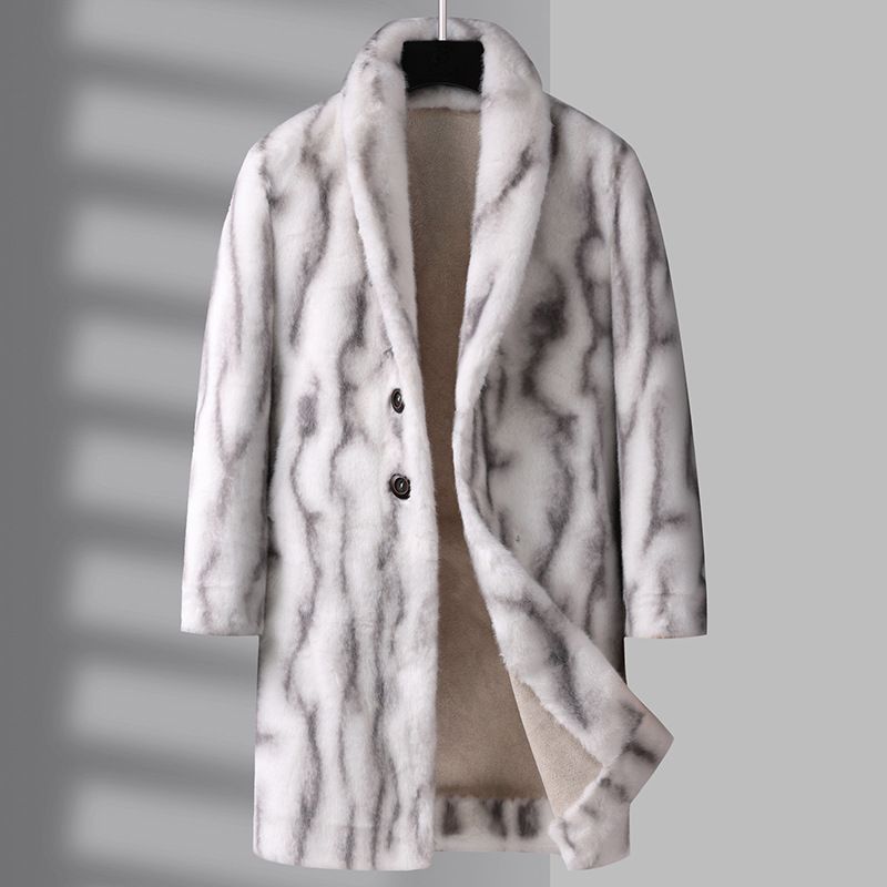 Abbigliamento maschile Cappotto invernale in pelliccia di visone bifacciale più velluto spesso lungo autunno e inverno cappotto a maniche lunghe_voghion.com