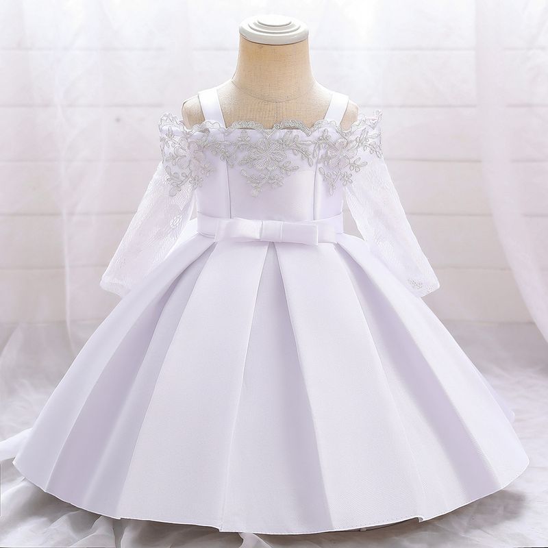 Children's Long Sleeve Flower Child First Year Dress Baby Princess Dress Birthday Party Flower Child Dress Little Girl_voghion.com