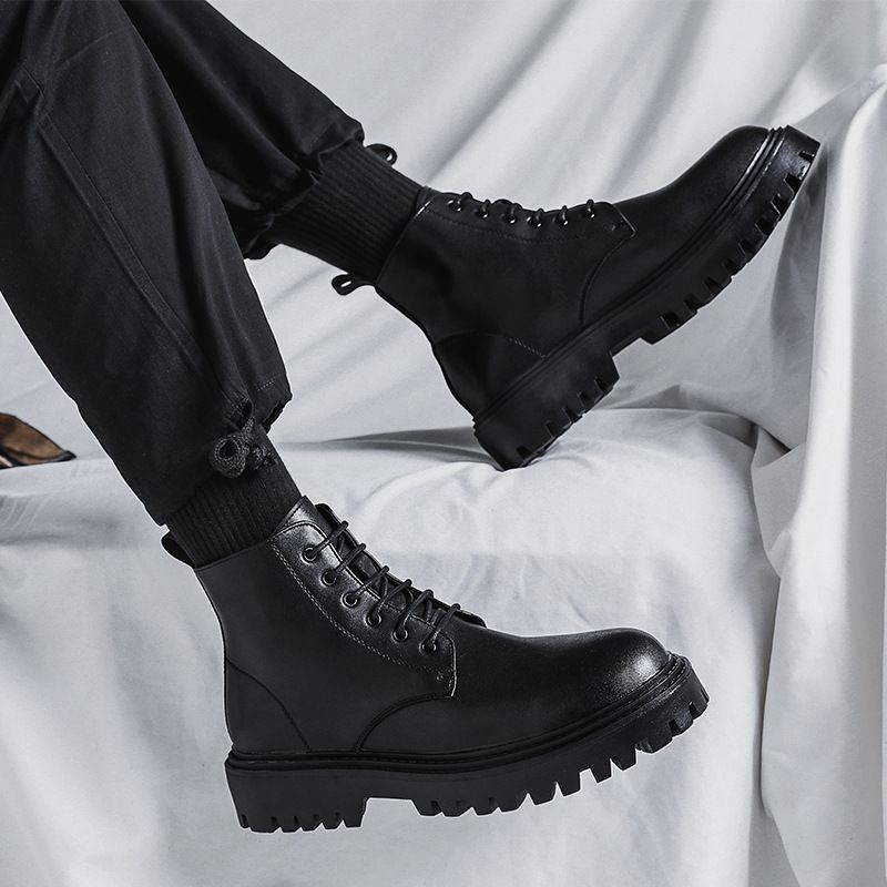 Modne skórzane buty męskie PU do kostki na zewnątrz, codzienne, lekkie, designerskie, męskie, ciepłe, robocze, 2024, klasyczne, ręcznie robione buty_voghion.com