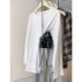 Women's mid-length, spring and autumn, Korean style, loose, belly-covering, hole-embroidered, inner top, bottoming shirt_voghion.com