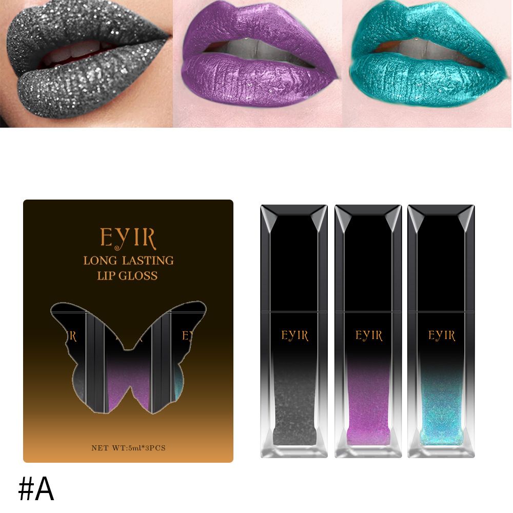 Il rossetto liquido metallizzato EYIR non si attacca al trucco con smalto per labbra, trucco di bellezza con lucentezza perlata_voghion.com