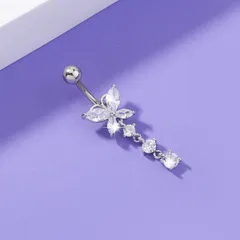 Bouton de nombril en Zircon européen et américain, bijoux de perçage pour nombril papillon