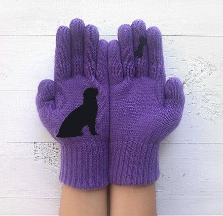 Women's Knitted Autumn Winter Fingerless Warm Fun Cute Dog Bone Print Gloves_voghion.com