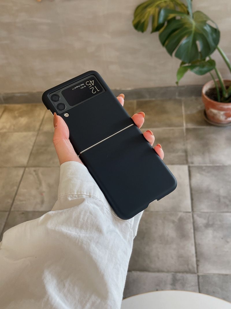 Simple solid color skin feeling Galaxyzflip5 folding protective case for Samsung zflip3/4 generation drop-resistant hard case_voghion.com