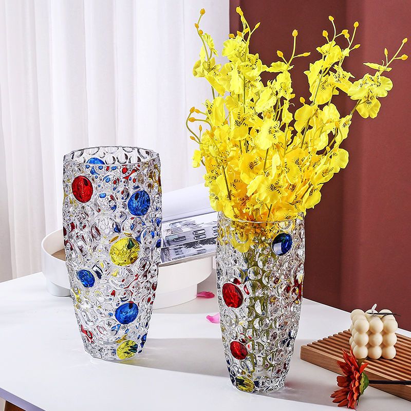 Vaso in vetro per la casa in stile moderno nordico per fiori freschi secchi, idroponica, grande diametro, tavolino da soggiorno_voghion.com