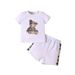 Cross Border INS Sommeranzug für Säuglinge und Kleinkinder im Bären-Print mit kurzärmeligem Oberteil und karierten Shorts_voghion.com