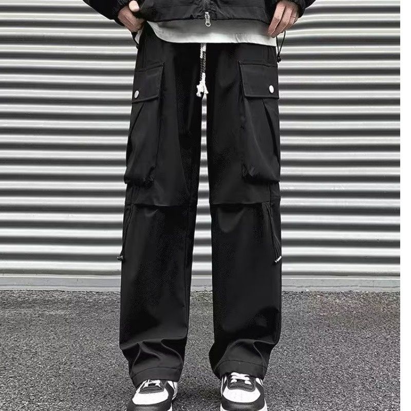 001 Charging High Street Cargo Men's Autumn Winter Trendy Outdoor Wide-Leg Fleece-Lined Thickened Casual Long Pants Ins_voghion.com