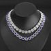Collier rond bleu glacier en forme de cube de sucre, chaîne cubaine légère, style luxueux, unisexe, tendance_voghion.com