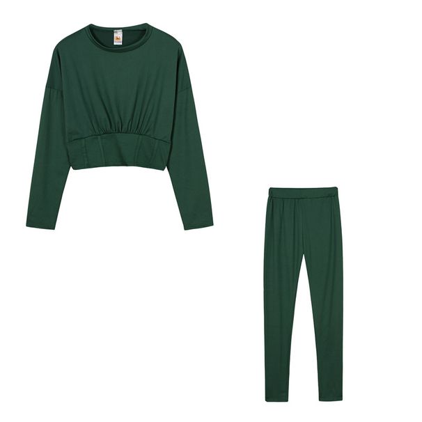 Damkostym i enfärgad midja, mode avslappnad tvådelad set_voghion.com