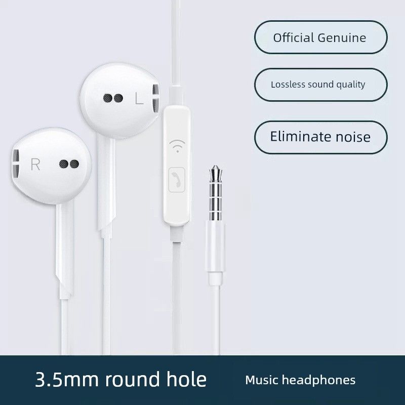 3.5mm Hole Wire-Controlled Wired Headset Typec Mouth Flat Interface With Strip E Wheat In-Ear Round Head_voghion.com
