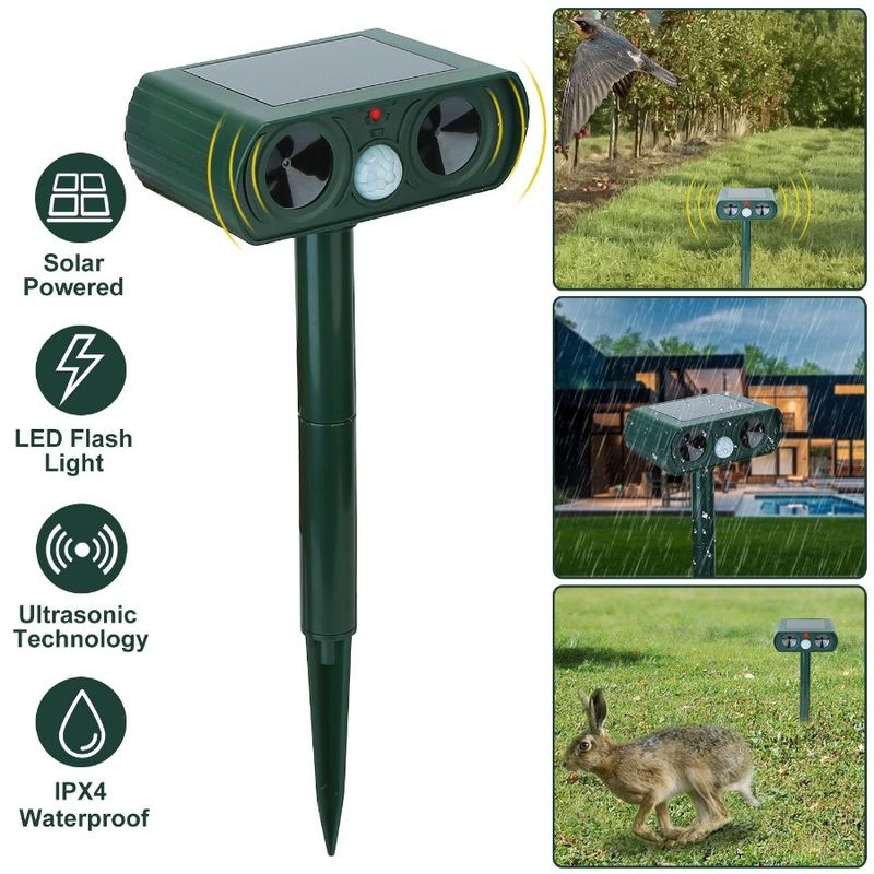 Yard Farm Waterproof Powered Outdoor For Deer Repelling Solar Animal Ra Repeller Ultrasonic Sensor IPX4 Motion Garden Repellent_voghion.com
