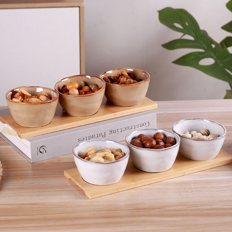 Ensemble de bols et d'assiettes en céramique de style nordique, pour la maison, pour la cuisine, haut de gamme, pour les collations et les sauces_voghion.com