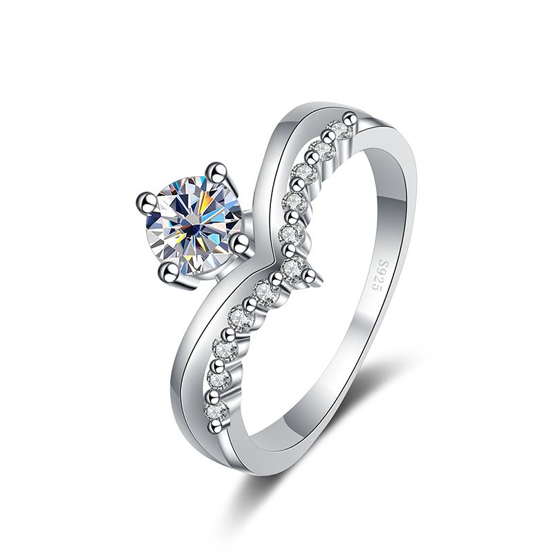 Tancise New   Sterling Silver 0.5 CT Rings For Women Crown Shape Black Pink Moissanite Wedding Diamond Jewelry Xmas Gift_voghion.com