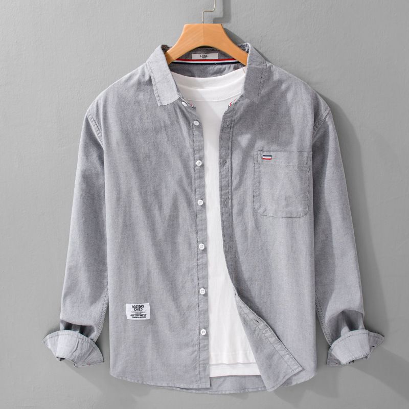 Camicia da uomo Oxford a maniche lunghe, primavera e autunno, alla moda, casual, ampia, versatile, fresca e sottile._voghion.com