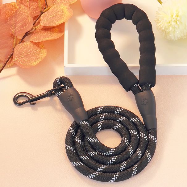 Reflektierende runde Schaumstoffgriff-Nylonseil-Anti-Pull-Hundeleine, langlebige Haustier-Outdoor-Zubehör_voghion.com