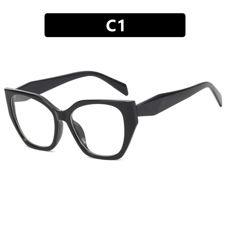 Women's Eyeglasses Retro Square Frame Multi Sided Cat Shaped Plain Glasses Frame New Anti Blue Light Can Be Matched With Myopia Flat Glasses_voghion.com