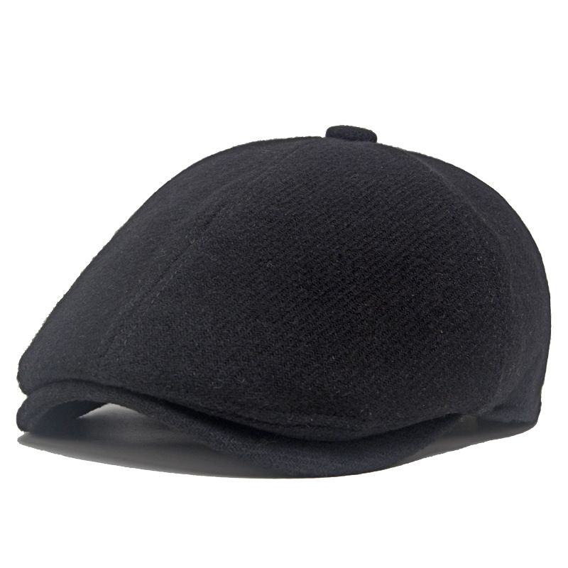 Unisex Retro britesch Stil Solid Faarf Kromme Eaves Beret Hutt_voghion.com