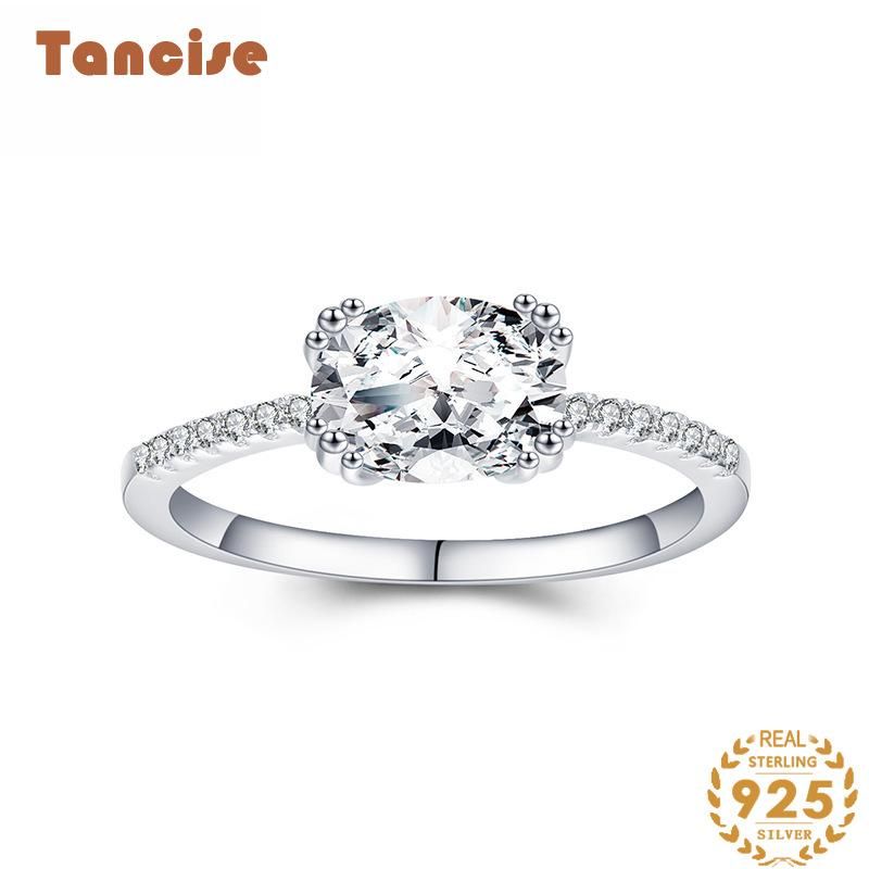 Tancise Anello in argento con zirconi classici Gioielli da donna Promessa di nozze Regalo per feste_voghion.com