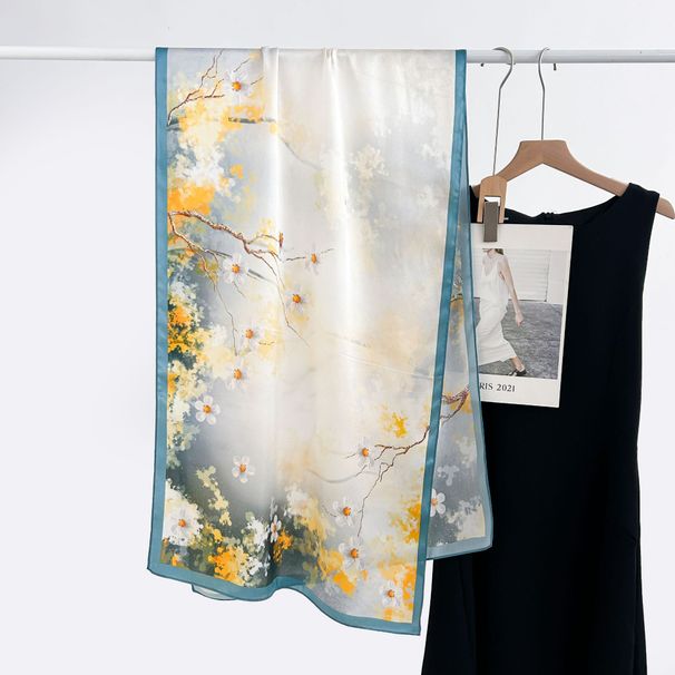 Spring Autumn New National Style 100% Mulberry Long For Women Elegant And Grand Shawl Versatile High-end Silk Scarf_voghion.com