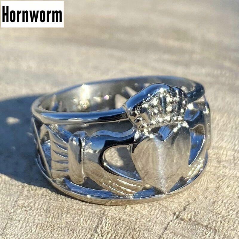 Anello da matrimonio in acciaio inossidabile da uomo, celtico irlandese Claddagh, taglia 6-15, punk, retrò, vintage, regalo per la festa del papà._voghion.com