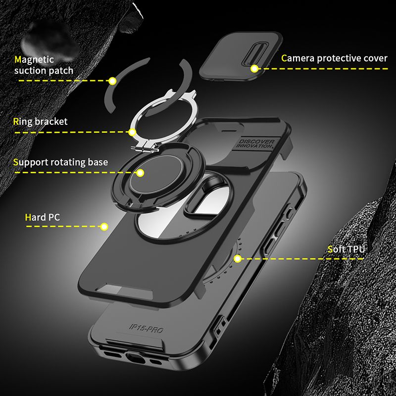 Magnetic Metal Ring Cases 13 12 11 Lens Protector Case For Iphone 15 14 Pro Max 16 Plus Cover_voghion.com