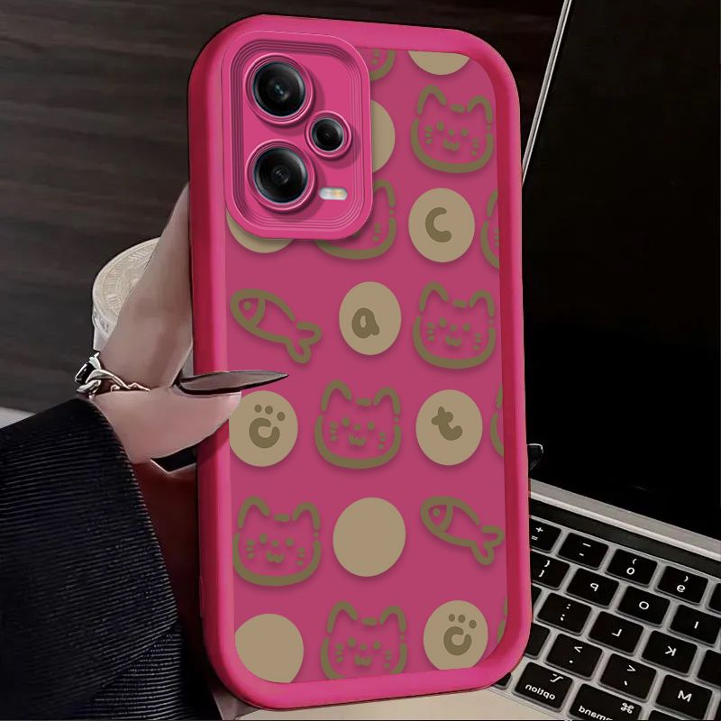 Cute Line Cat Fish Case For Xiaomi Redmi Note 11 12 13 Pro Plus 4G 5G 11S 10S 9S 12S 10 9 Redmi 14C 12C 13C A3 12 Soft Back Etui_voghion.com